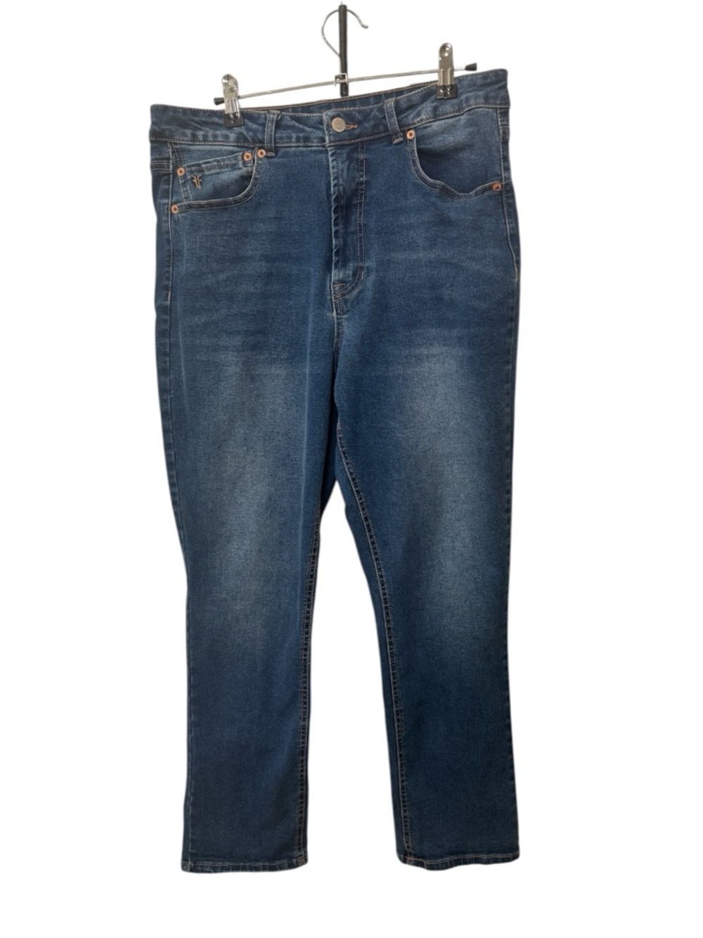 Frye high-rise straight-leg jeans in a blue denim wash size 10/30